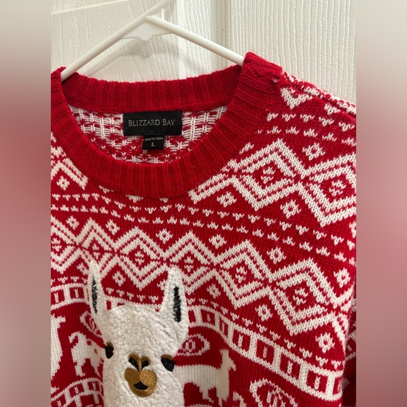 Blizzard Bay Ugly Tacky Alpaca Llama Christmas Crewneck Sweater Holiday Stripe L - Picture 15 of 15